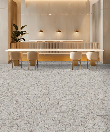 Contemporary office with stylish flooring solutions Modern office space with mixed flooring design