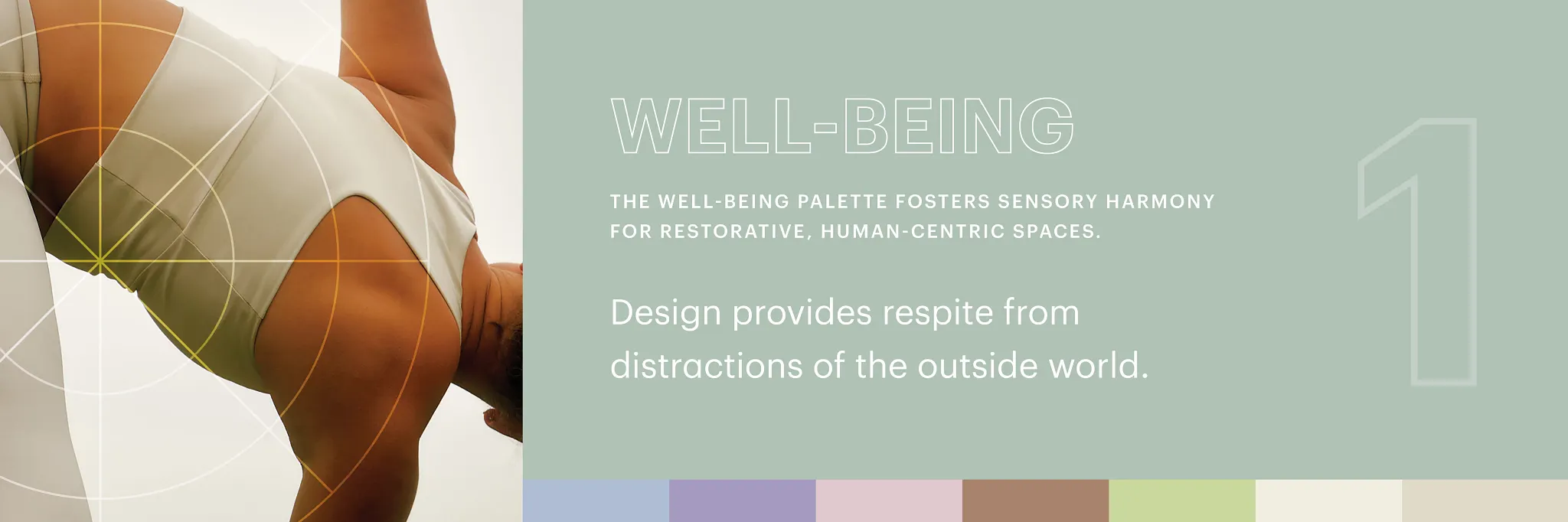 Lightly colored graphic with empowering words for design, well-being and how your space shapes both