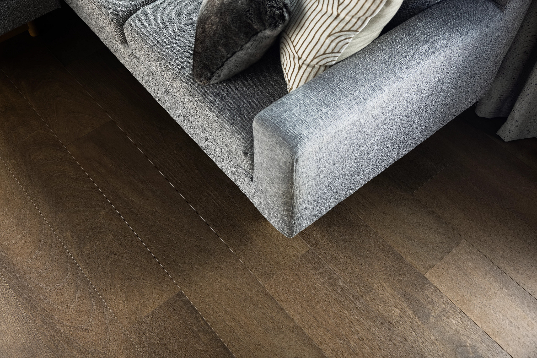 Modern sofa on vinyl flooring