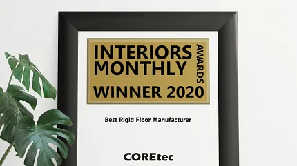 COREtec Awarded Best Rigid Floor Manufacturer 2020 COREtec Interiors Monthly Award 2020 for Best Rigid Floor Manufacturer with Monstera Plant