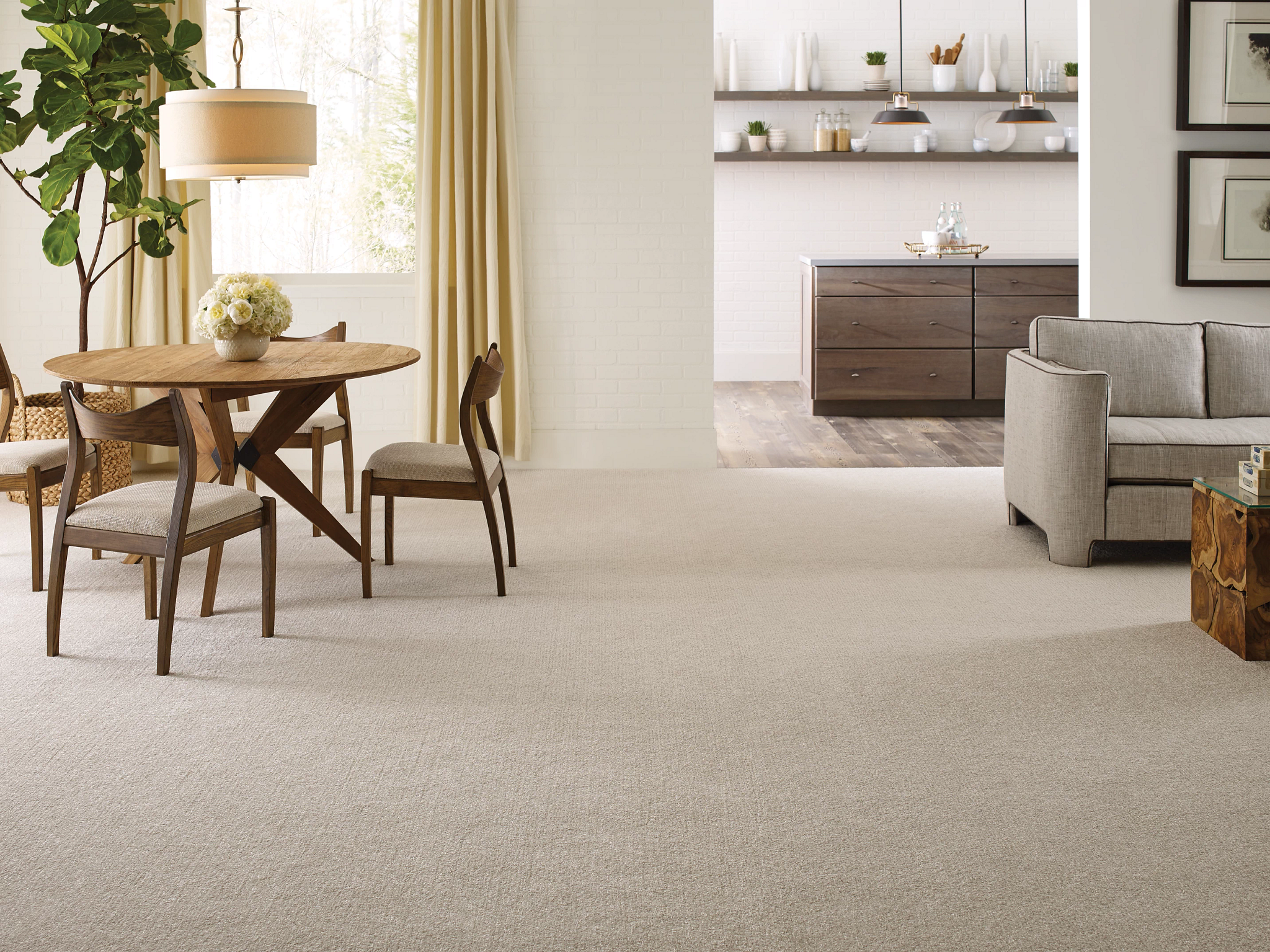 Light carpet in a living room