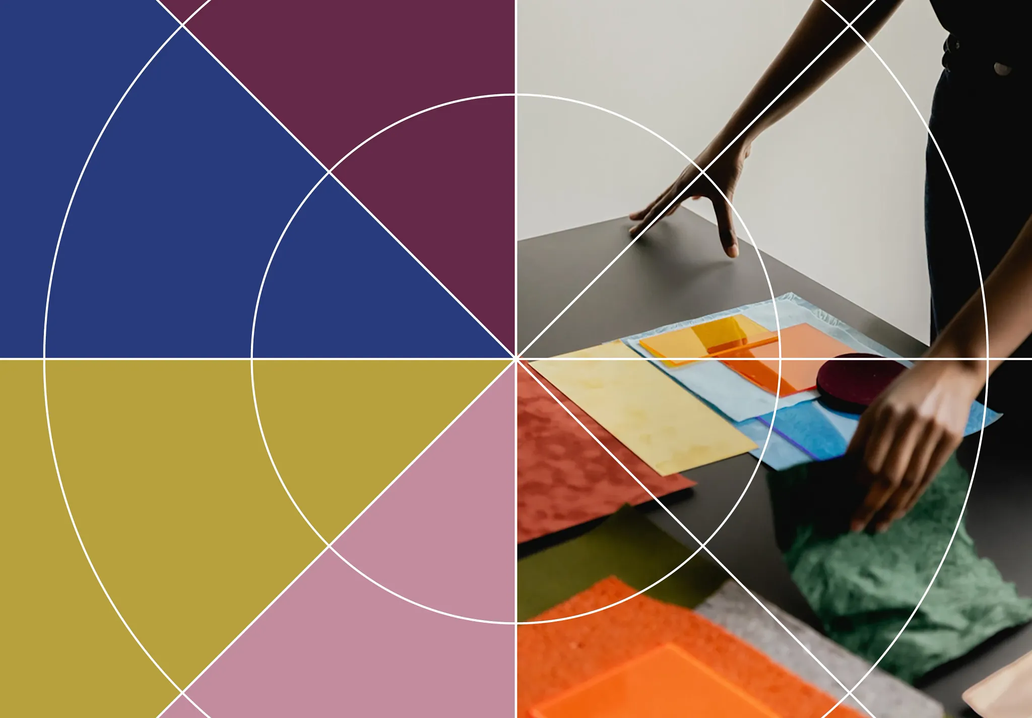 Design for all image with DFA colors and person holding objects