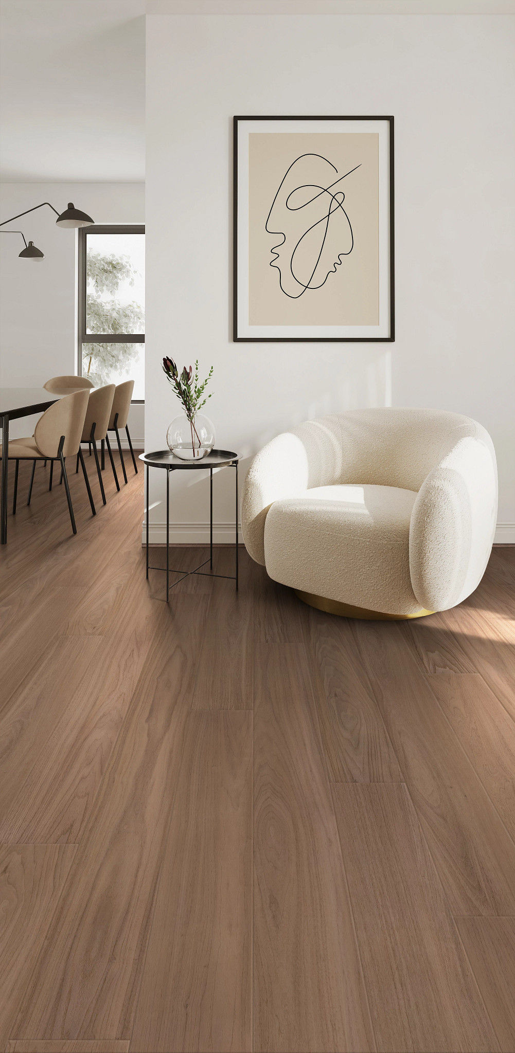 Whiskey Oak flooring, shown in a room