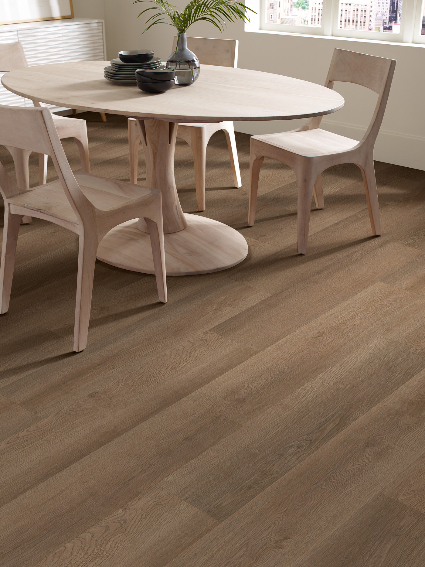 Raw Sienna flooring, shown in a room
