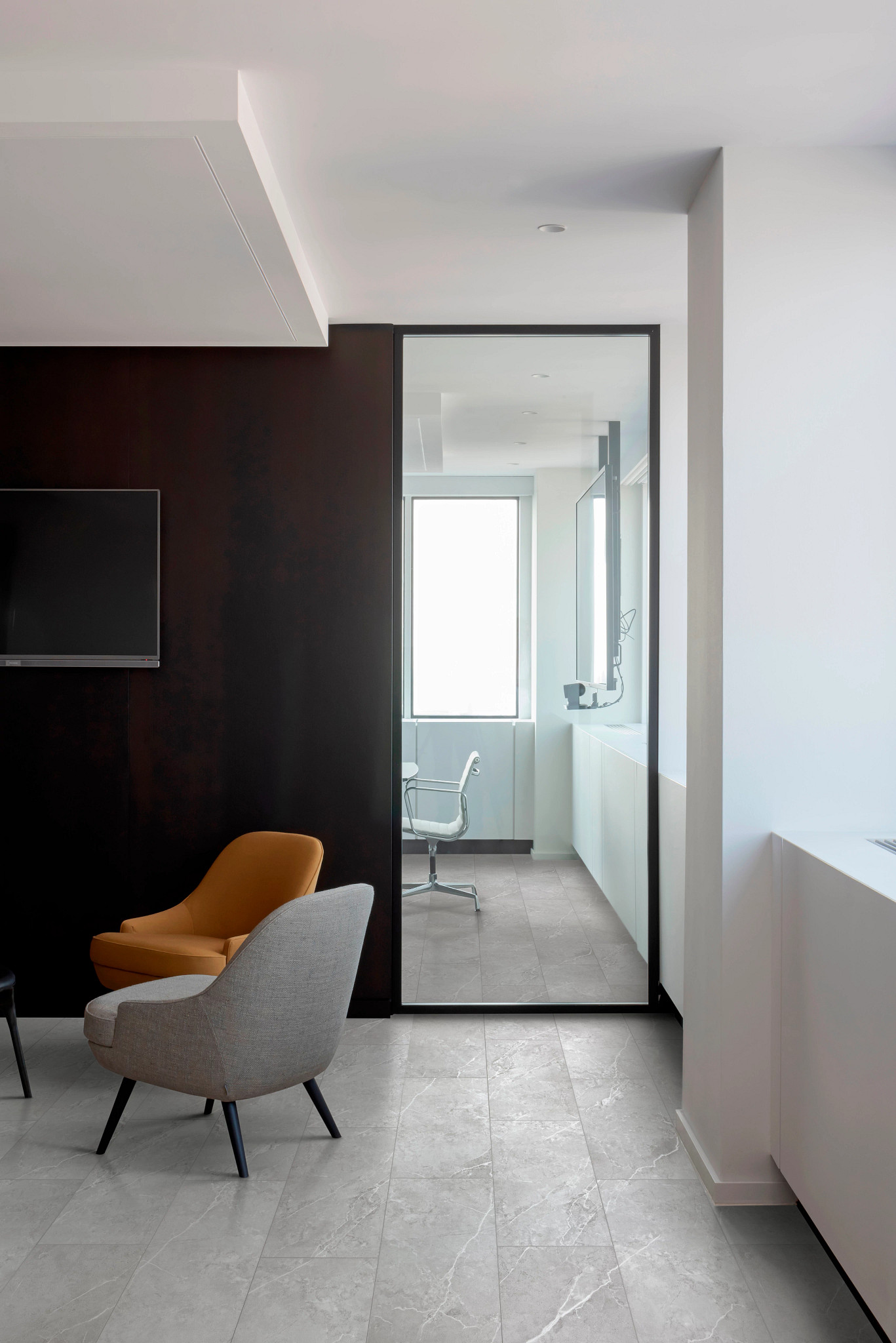 Amani Marble flooring, shown in a room