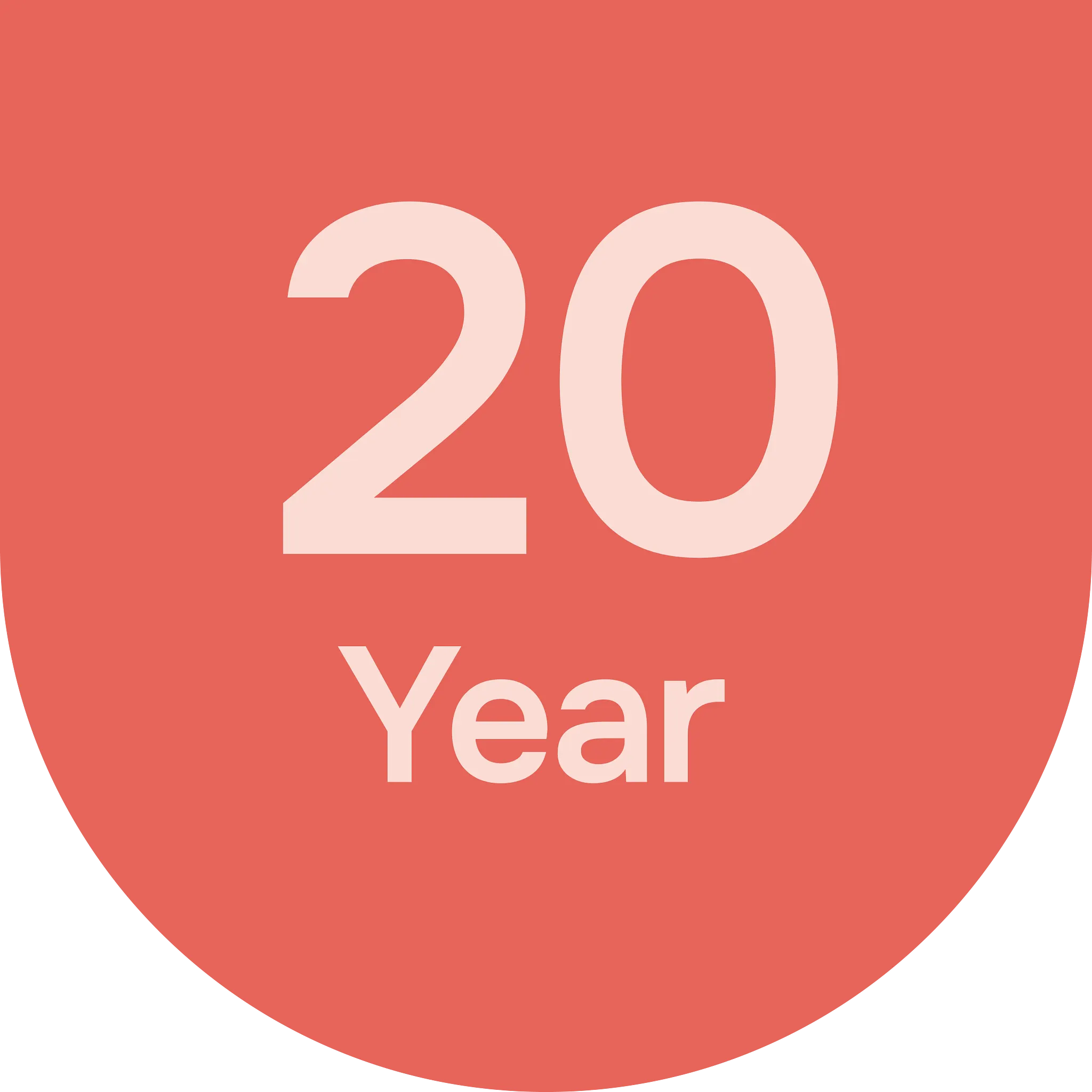 20-year warranty badge in red