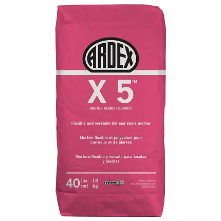 ARDEX X 5 versatile mortar for tile and stone ARDEX X 5 flexible tile and stone mortar bag