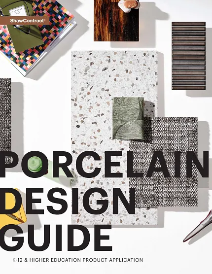 Porcelain tile options for educational facilities Porcelain design guide with assorted tile samples for K-12 and higher education