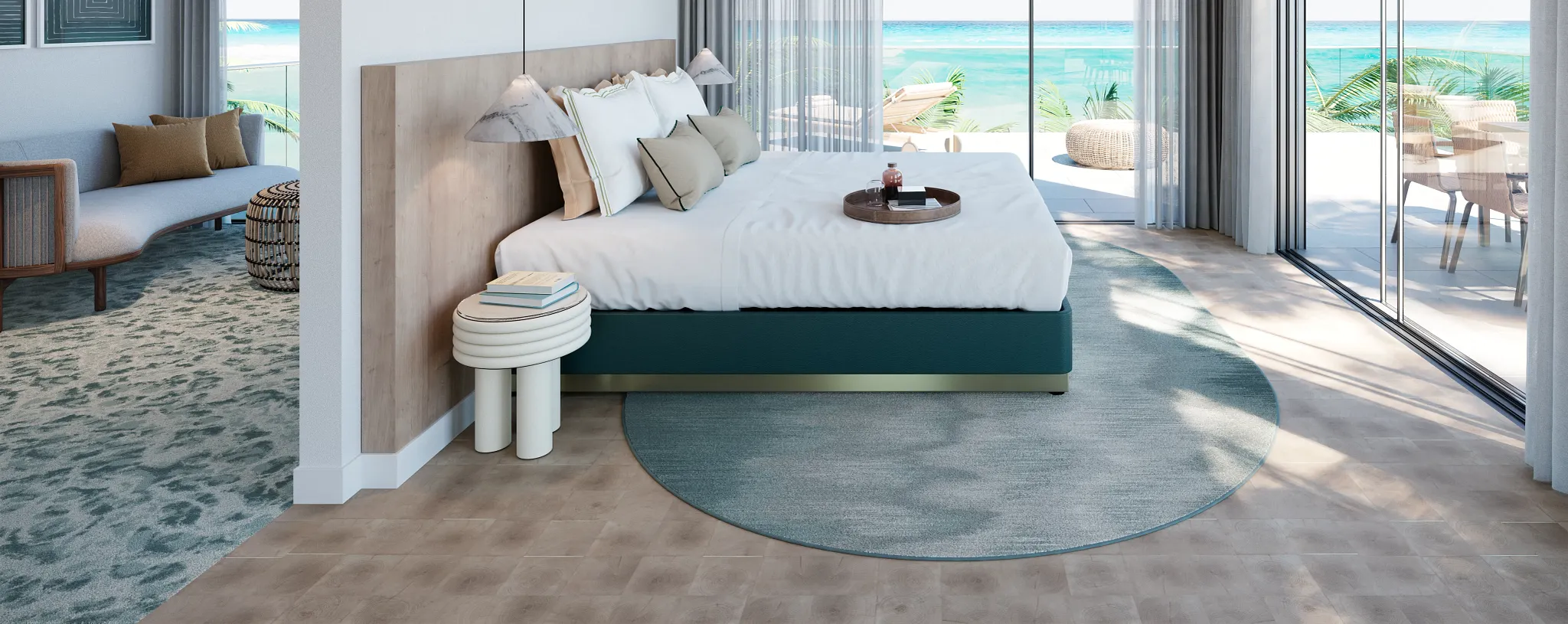 CF76295 (LIVING) CR76297 Y CUT 0922V EN EL COLOR ECRU 22103 (GUEST ROOM)