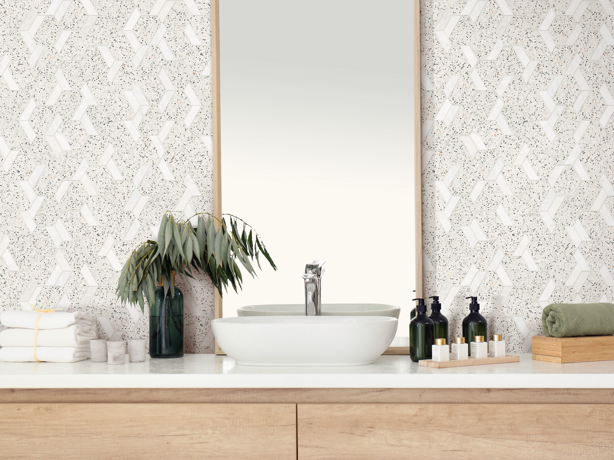 NOBLE PURSUIT 3.5 HEX WHITE TERRAZZO ROOM