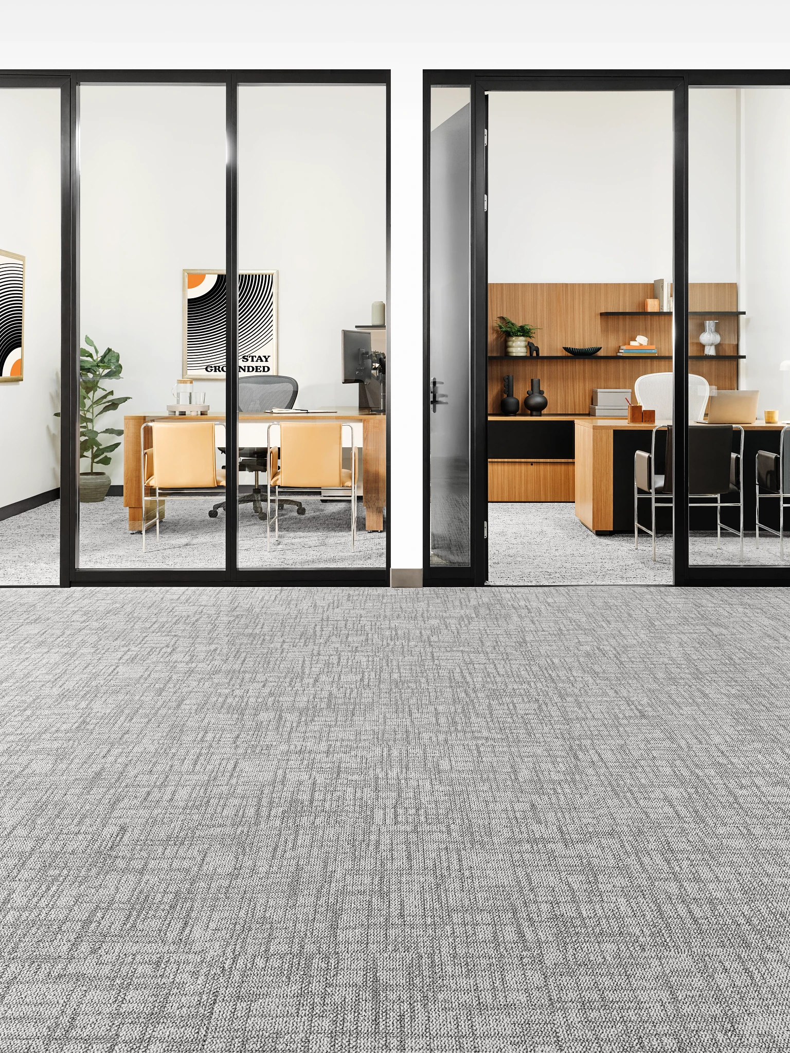 Breathe Tile in Oat and Knotted Tile in Argan