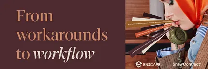 Innovative flooring solutions by Shaw Contract Shaw Contract flooring advertisement with text "From workarounds to workflow