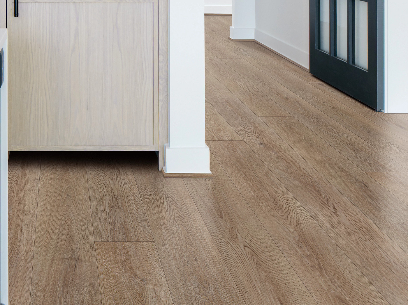 Smoky Oak flooring, shown in a room