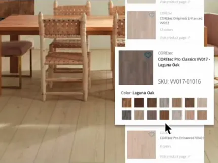 COREtec Pro Classics Laguna Oak LVP Flooring in Dining Room Scene Dining room with wooden table and chairs on COREtec Pro Classics Laguna Oak luxury vinyl plank flooring