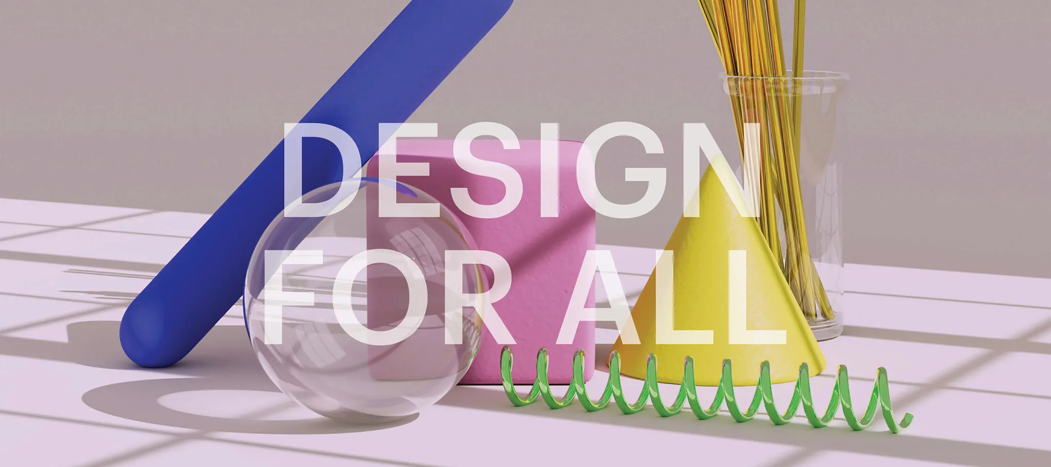 Abstract design with colorful geometric shapes and text overlay