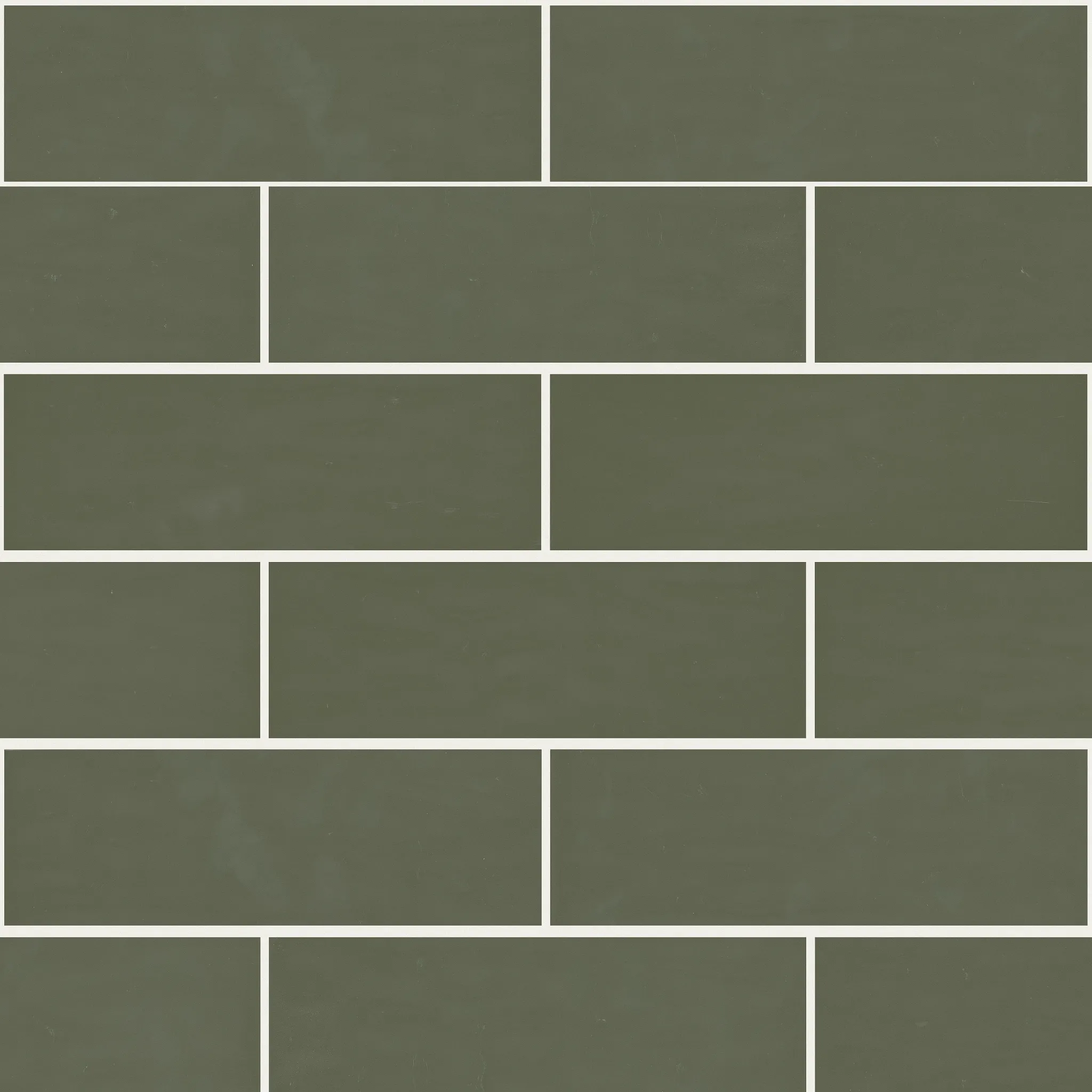 Olive green ceramic tile swatch in subway pattern