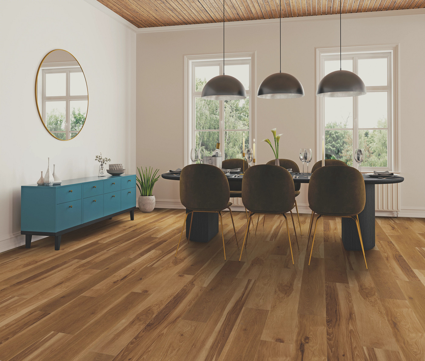 Blended Sienna flooring, shown in a room