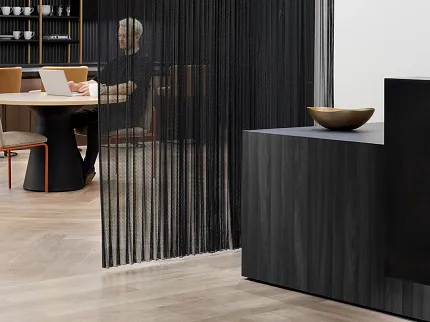 Workplace with Heavy Commercial Luxury Vinyl Tile Flooring 48x6 Inch Modern workplace interior with heavy commercial luxury vinyl tile flooring, featuring a 48x6 inch dimension, and a stylish ceiling design.