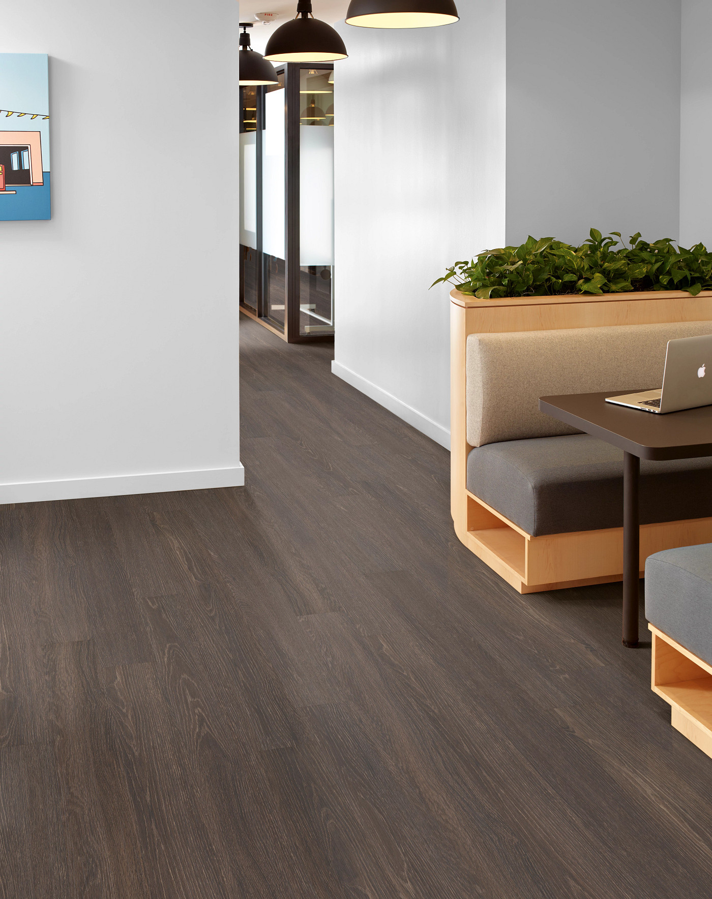 Heath flooring, shown in a room