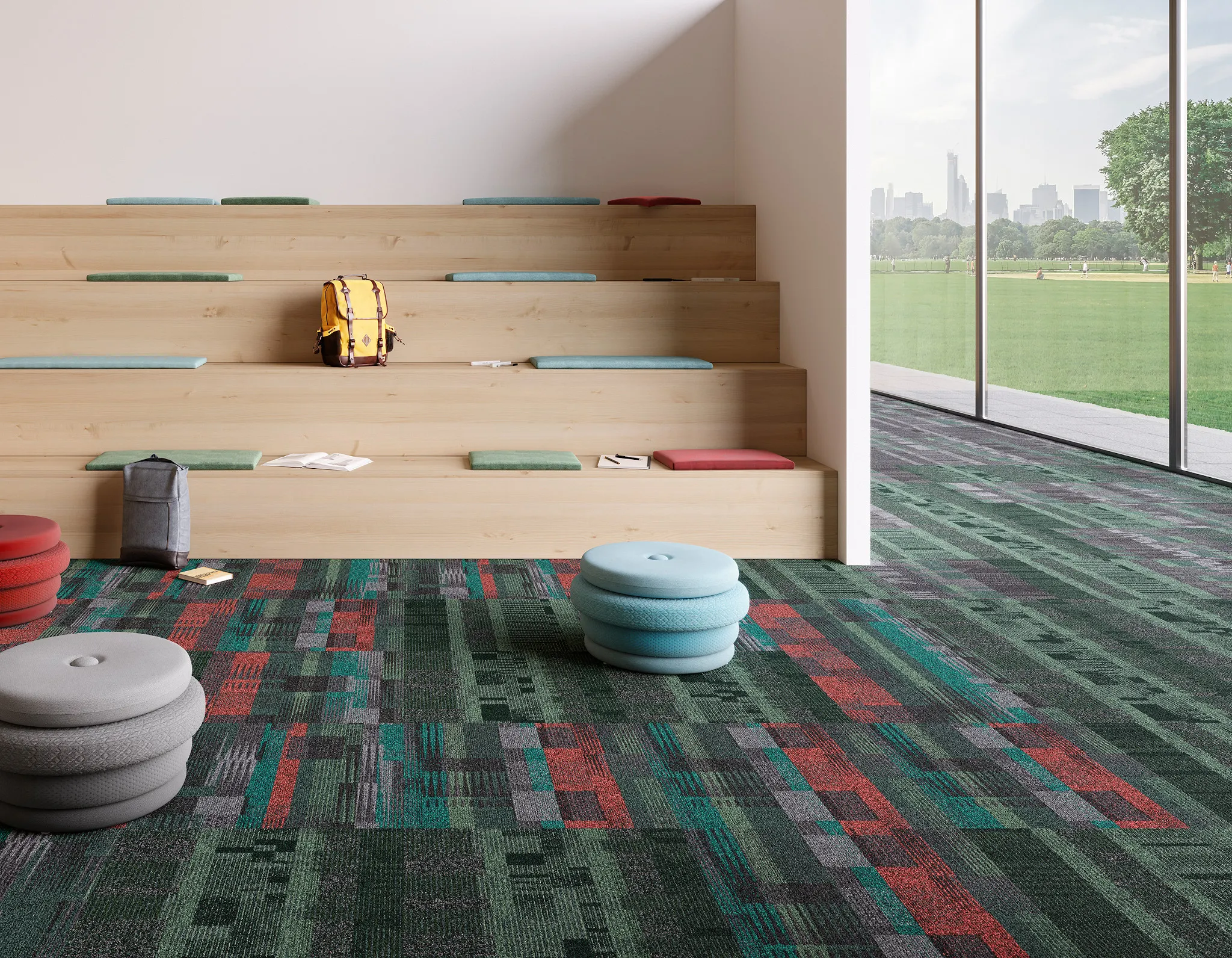 Commons en el color Verdure y Makerspace en el color Herbert y Quad en el color Verdure Metal