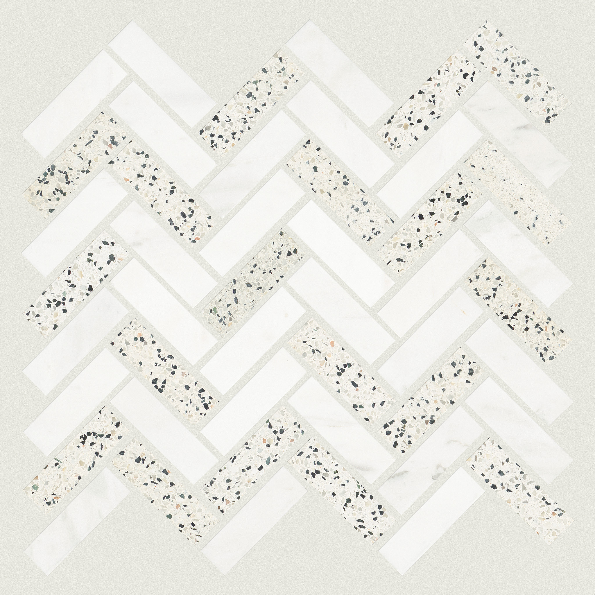 NOBLE PURSUIT 1X3 HB WHITE TERRAZZO MAIN