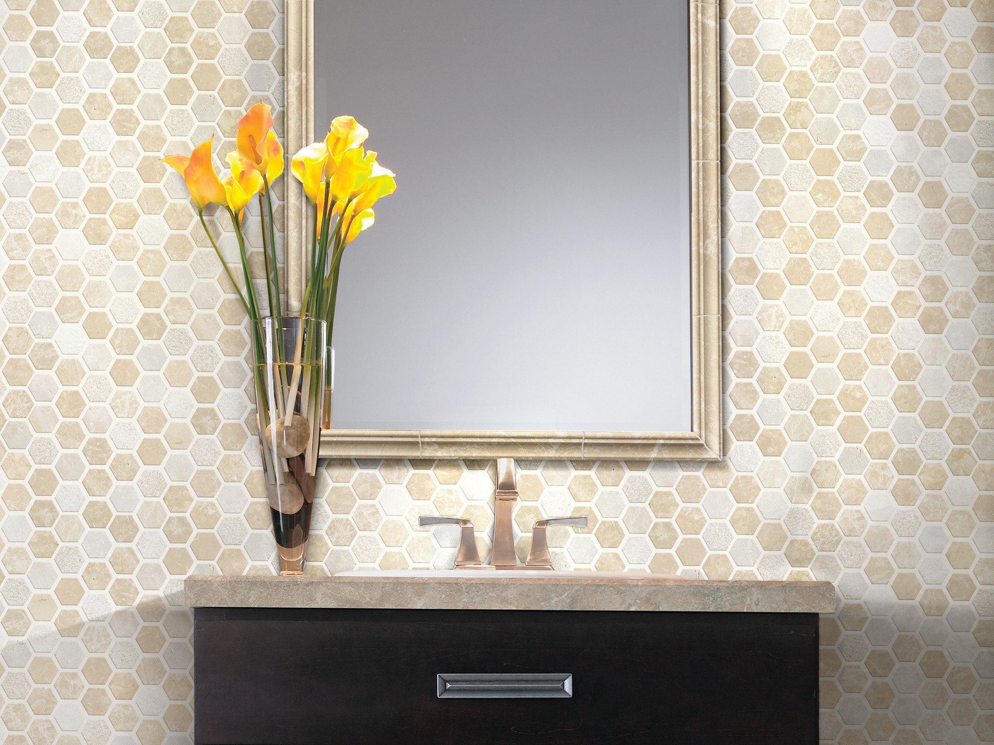 BOCA HEXAGON TEXTURED MOSAIC COASTAL ROOM