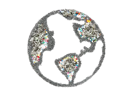 Creative Earth art using recycled elements Artistic representation of Earth made from recycled materials