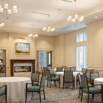 Sophisticated carpet flooring for upscale dining areas Elegant dining room with carpet flooring and chandeliers