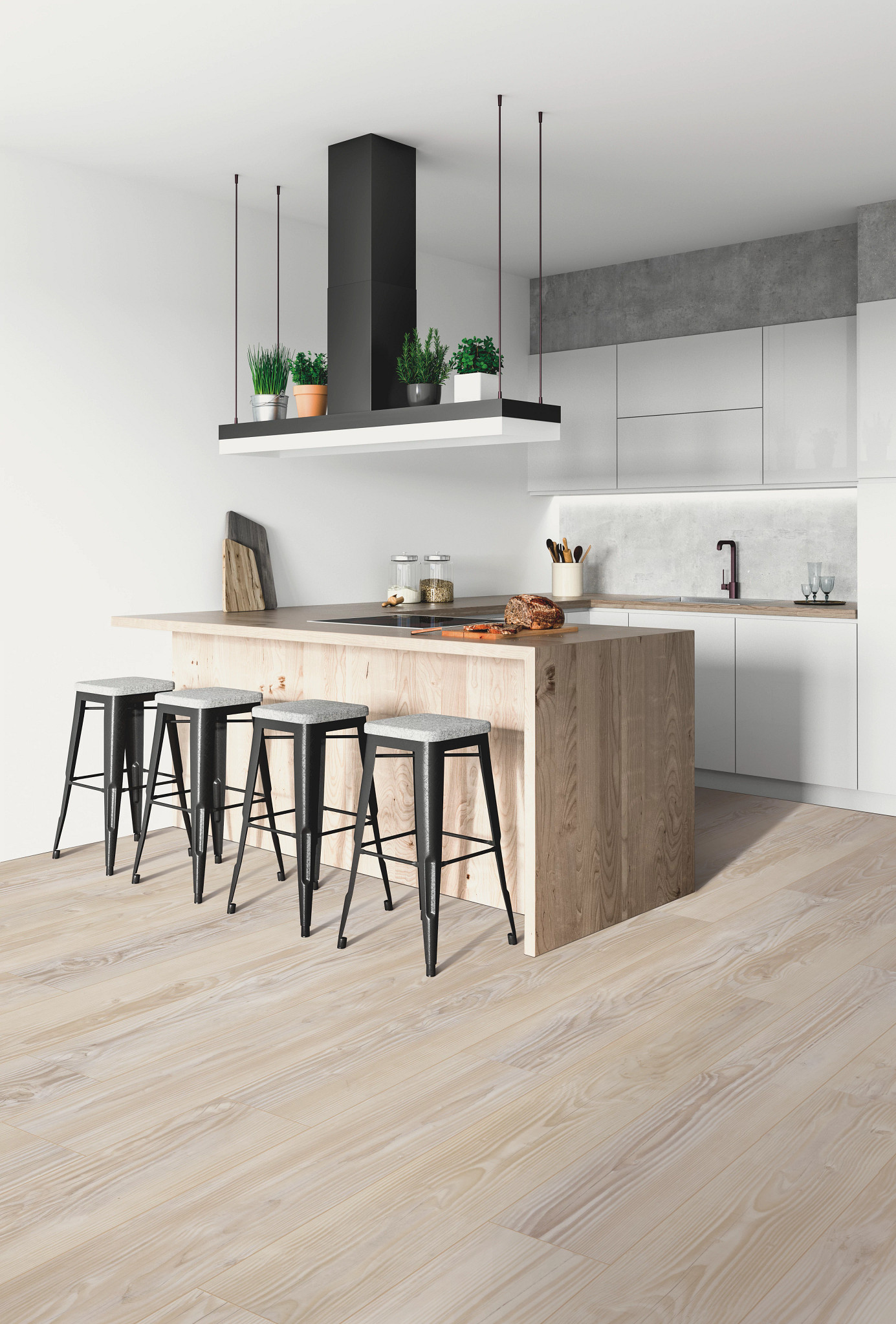 Tolima Pine flooring, shown in a room