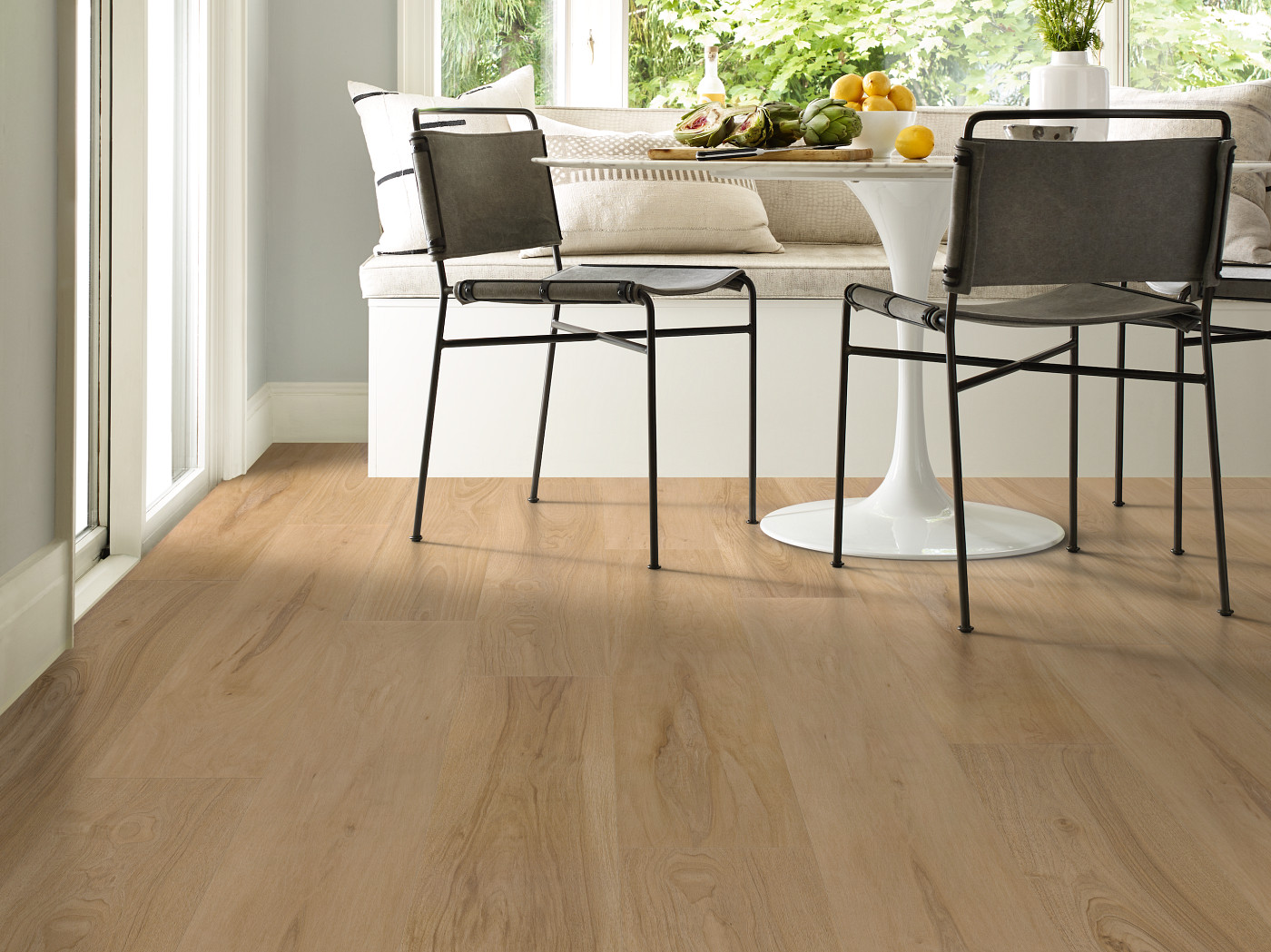 Chaise Tan flooring, shown in a room