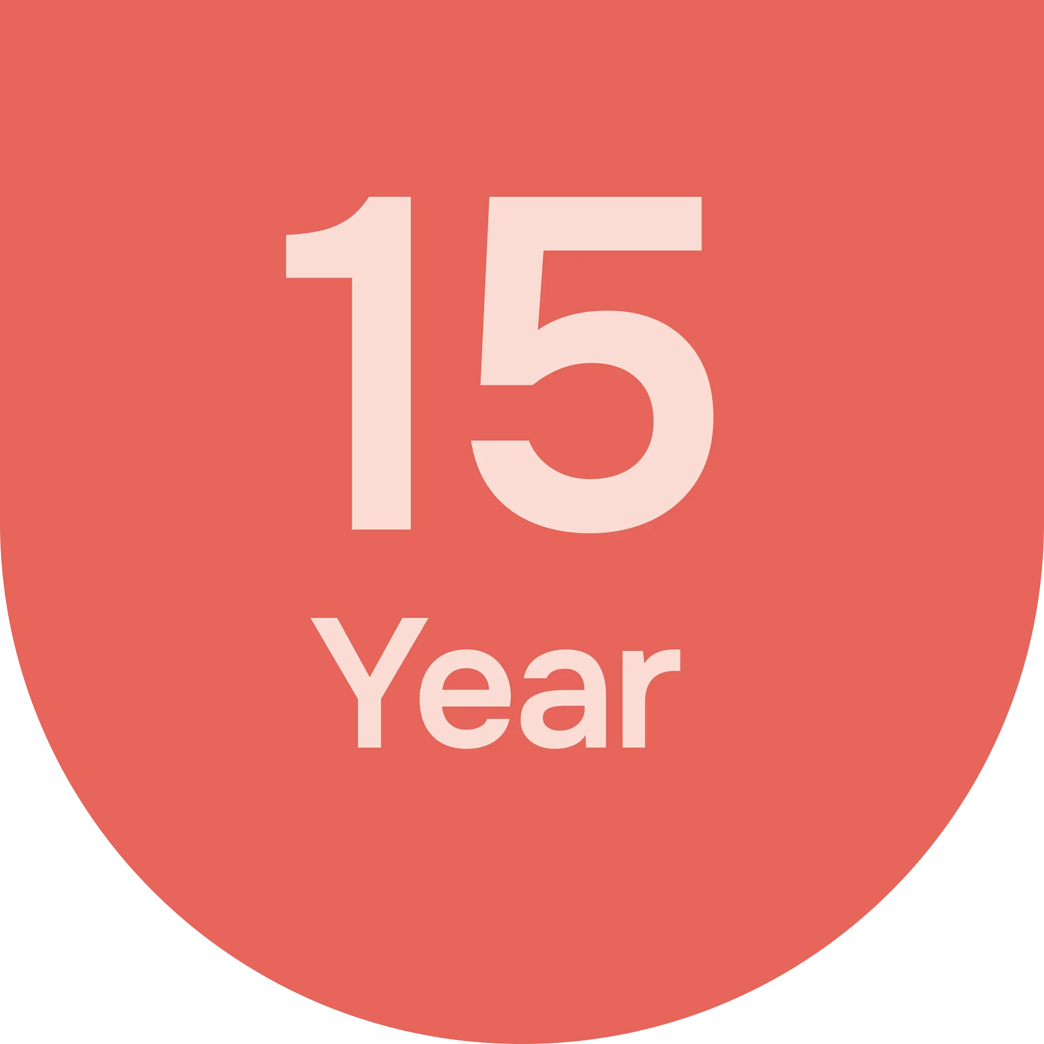 15-year warranty badge in red