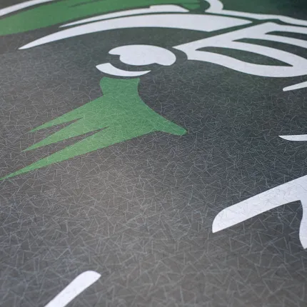 Durable LVT flooring for high-traffic areas Heavy commercial luxury vinyl tile with green and white design