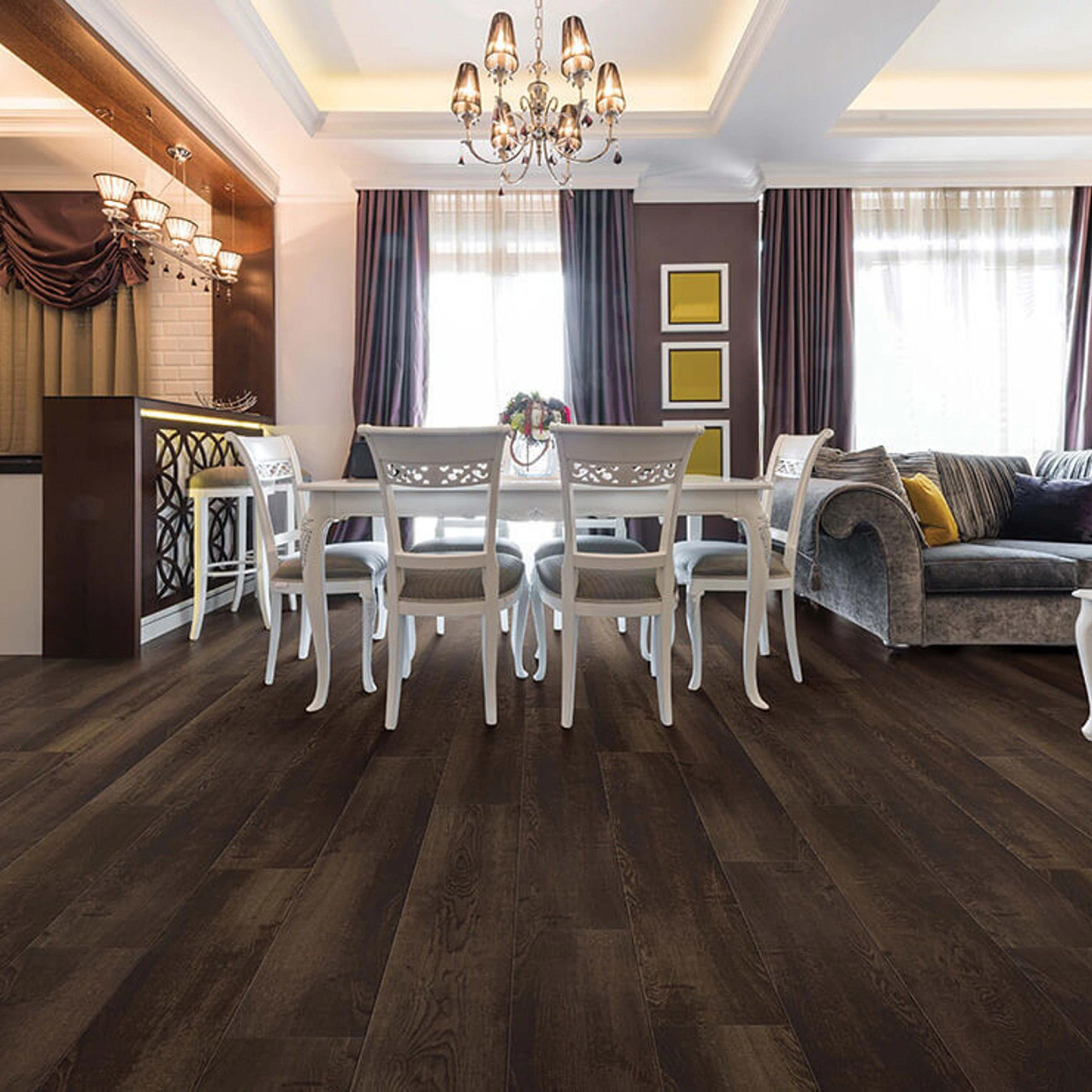 Williamson Oak flooring, shown in a room