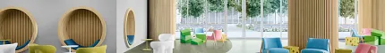 Durable LVT flooring for modern educational spaces Education facility with heavy commercial luxury vinyl tile flooring in shades of blue and green