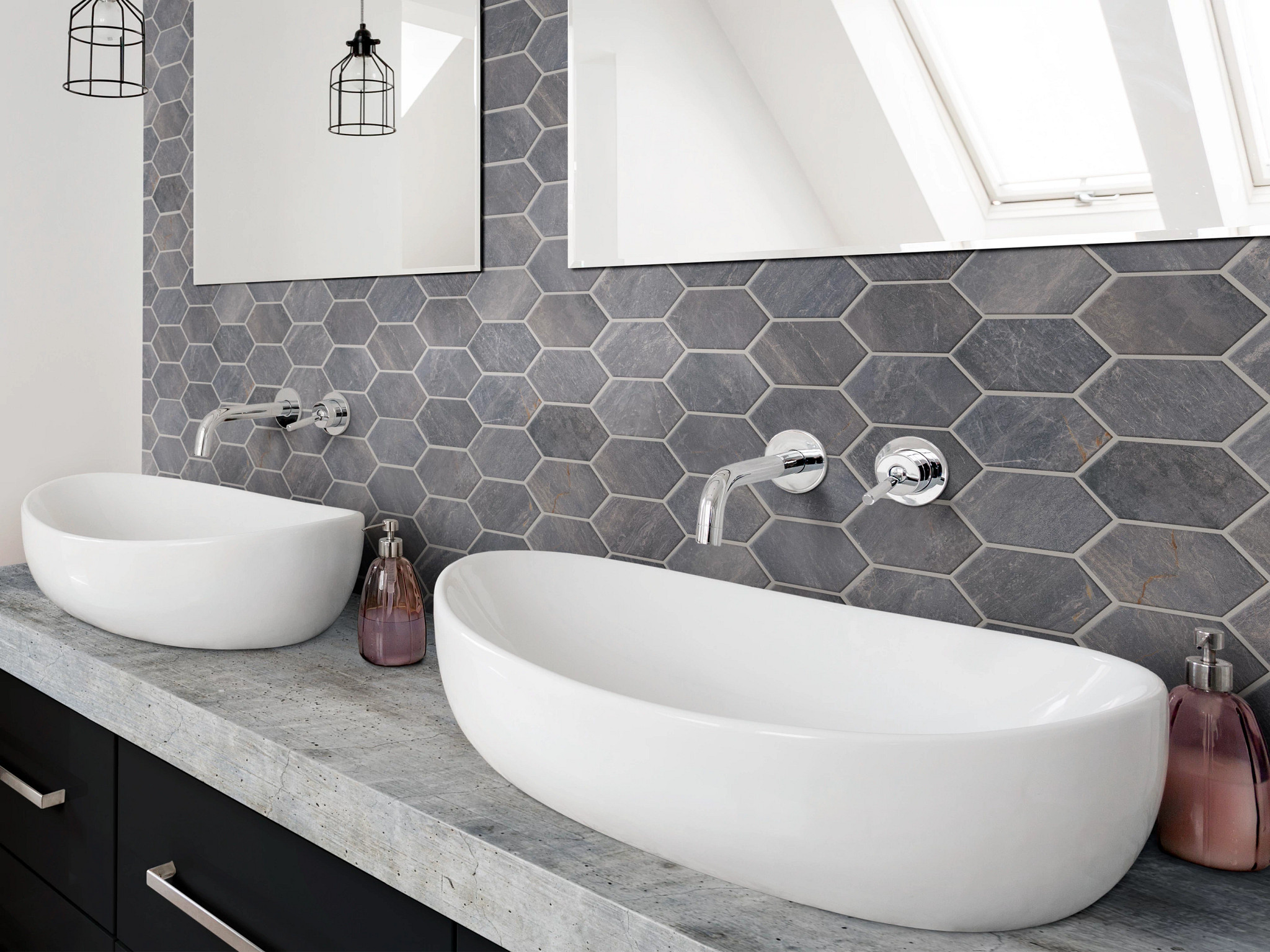 TRACE PICKET MOSAIC POLISH GUNMETAL ROOM