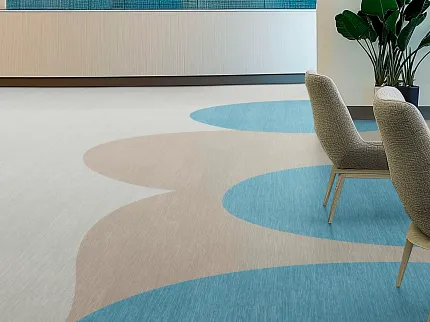 Healthcare Facility Lobby with Stylish Commercial Flooring Design ColorLink 5.0 in Sunny + Airy + Charm + Warmth and Migrate in Coastal Sand