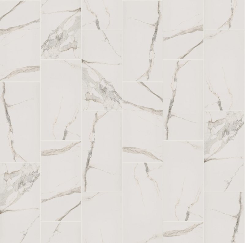 Casino 16x32 Polished Porcelain Tile in Calacatta finish, size 15.74x31.50, showcasing luxury and durability.