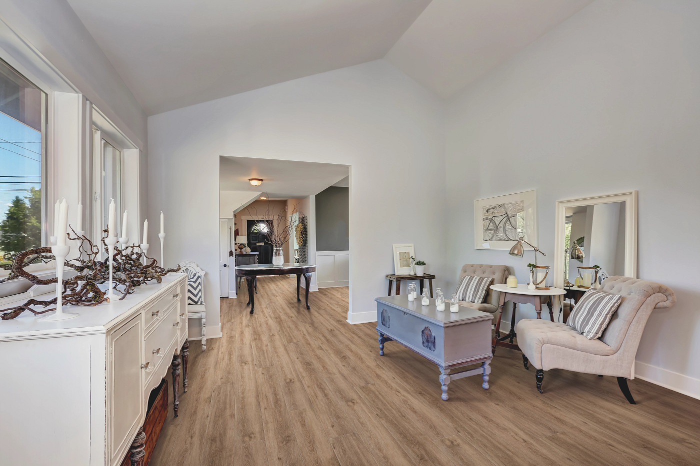Fairweather Oak flooring, shown in a room