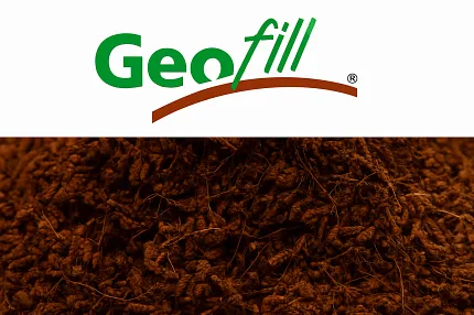 GeoFill Artificial Turf Infill Material Logo GeoFill logo with brown infill material