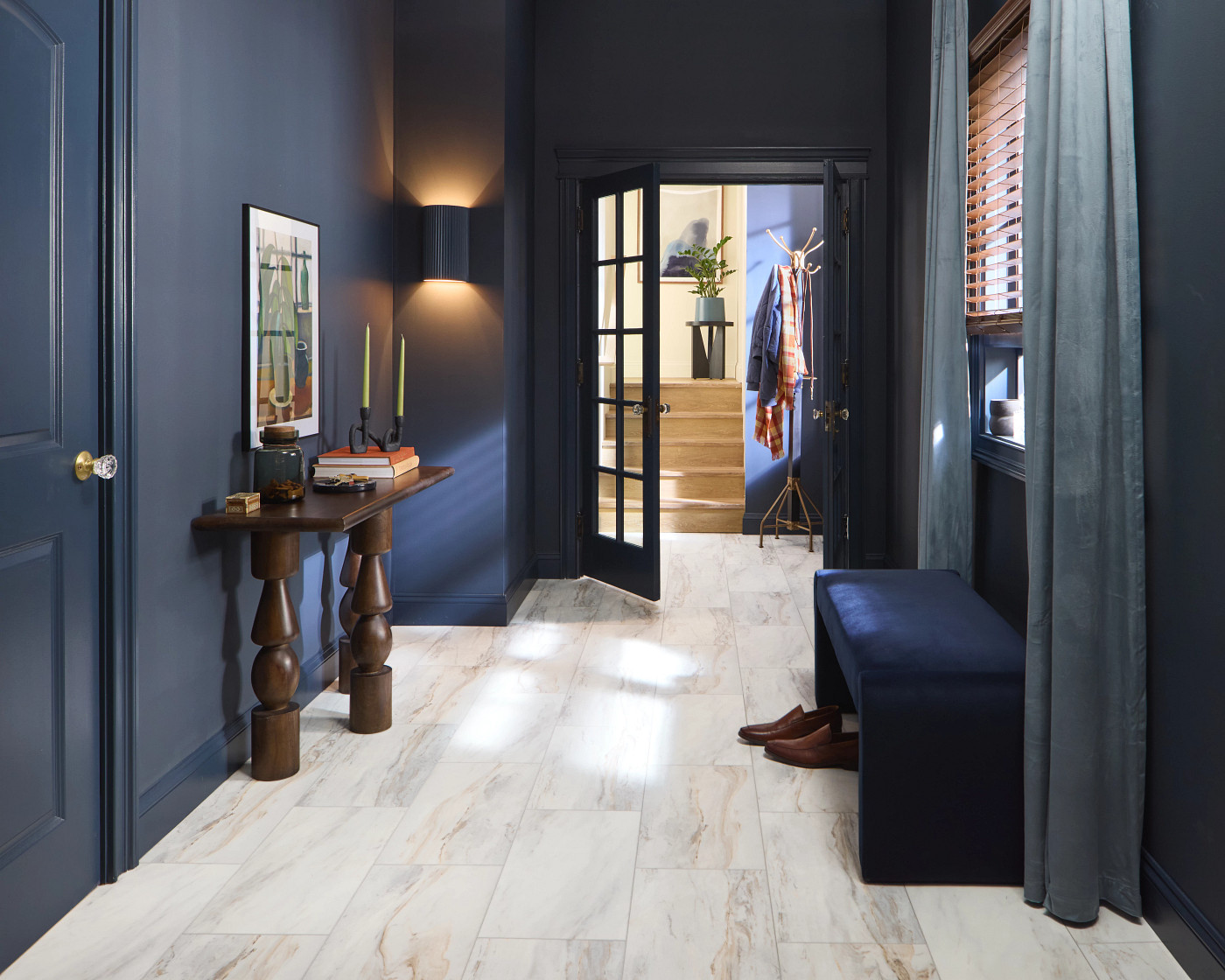 Sonia Marble flooring, shown in a room