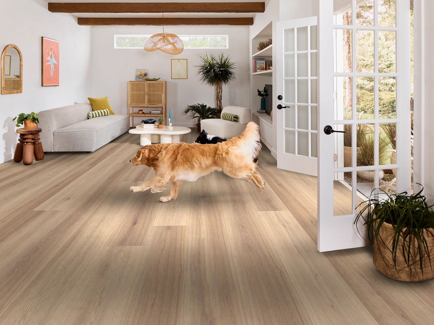 Flax Oak flooring, shown in a room