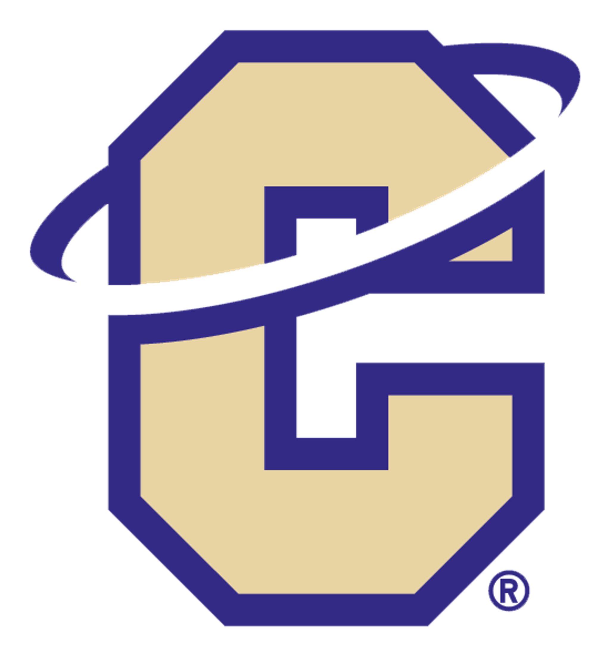 Cleveland High School logo featuring a bold gold ‘C’ with a swooping white and blue orbit design