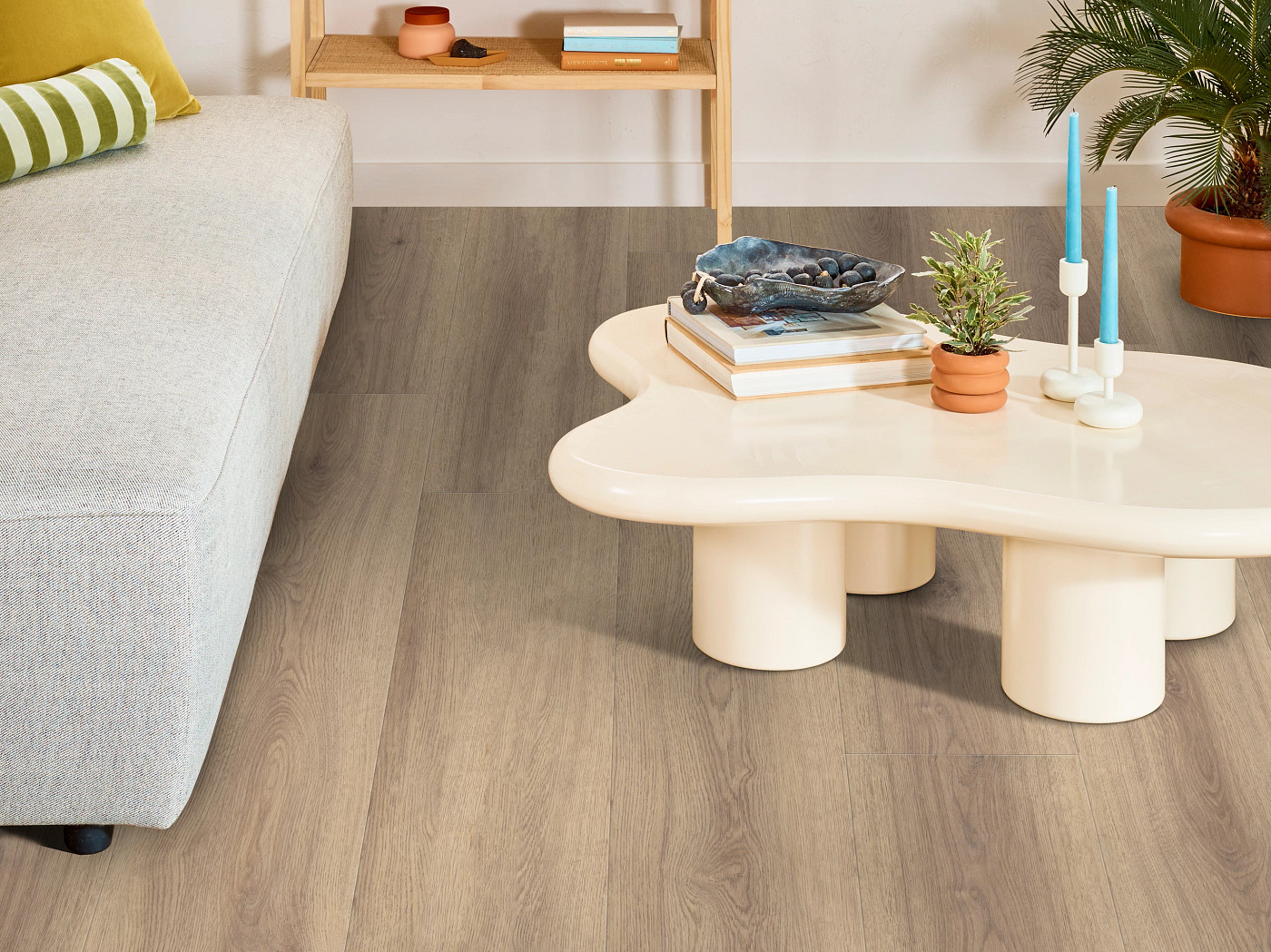 Feathered Oak flooring, shown in a room