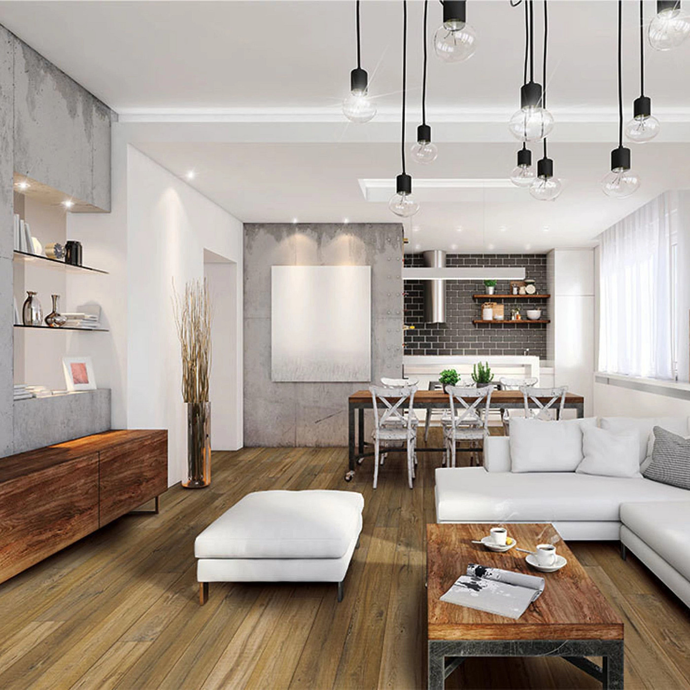 Reserve Oak flooring, shown in a room