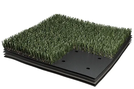 Durable artificial grass flooring for versatile use Artificial grass flooring sample with layered construction