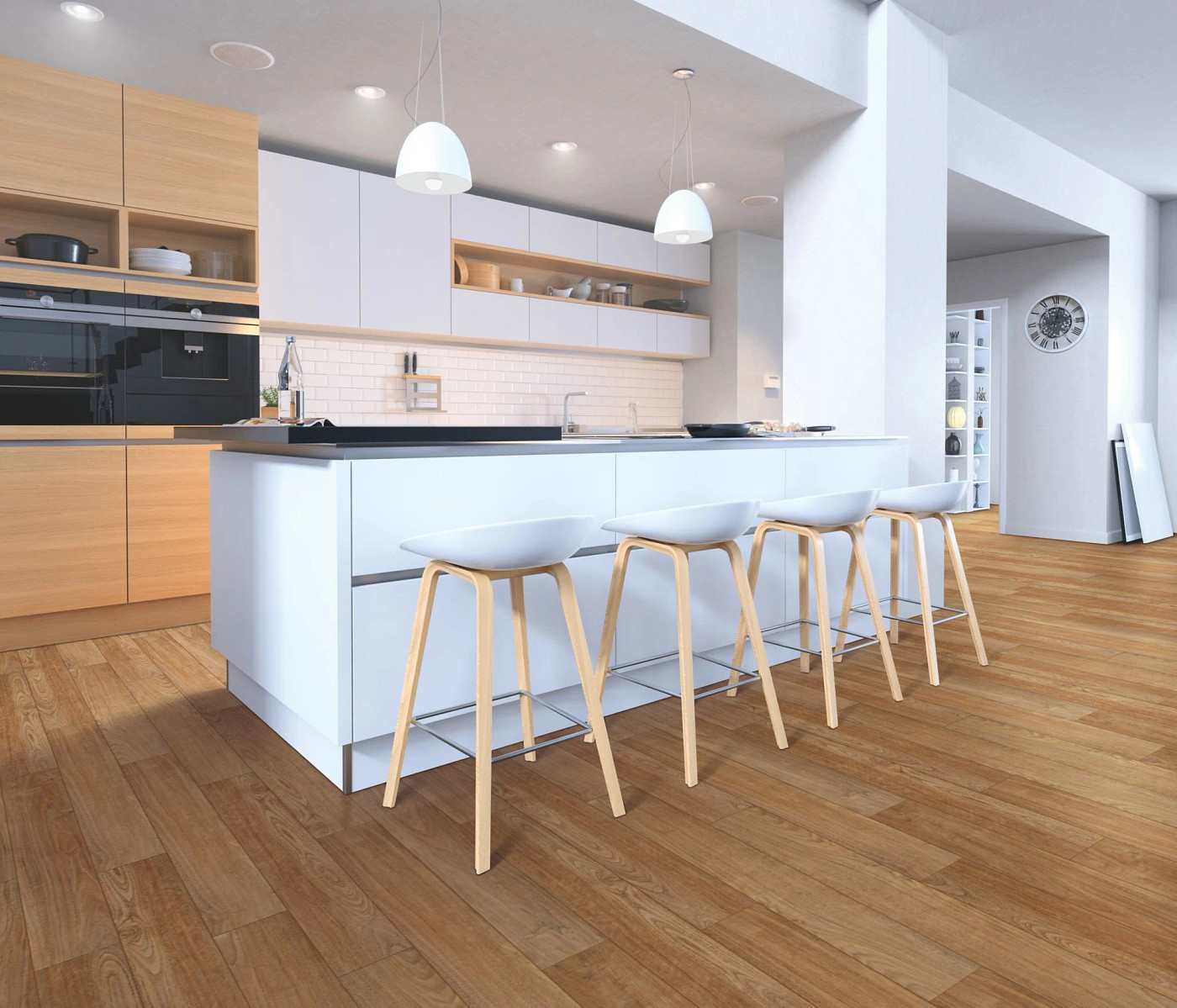 Penmore Walnut flooring, shown in a room