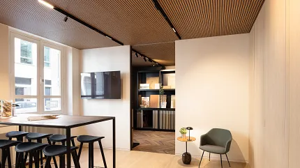 Light Wood Look Luxury Vinyl Plank Flooring in Modern Office Space Modern office space with light wood look luxury vinyl plank flooring and minimalist furniture