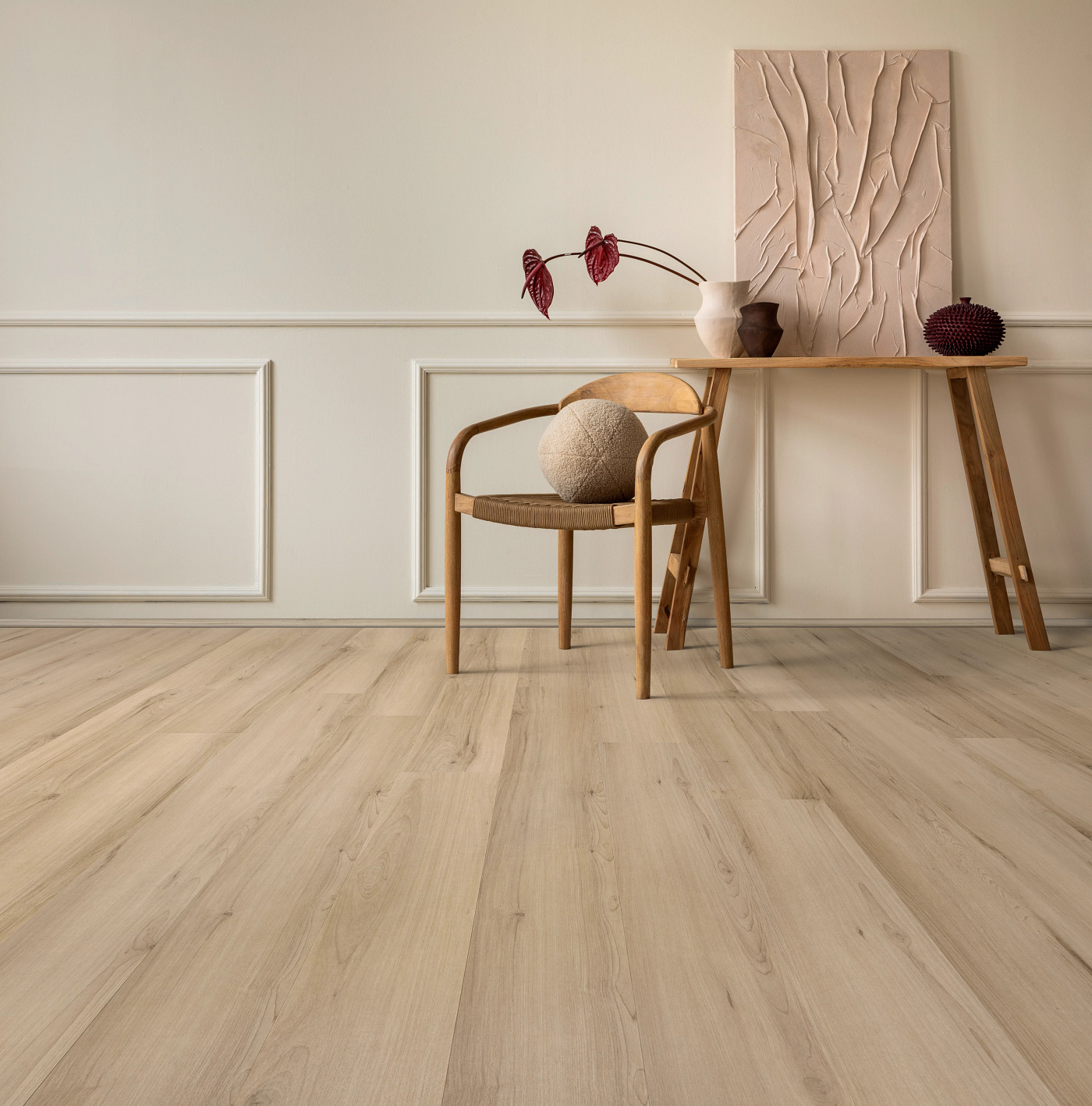 Woodbury Maple flooring, shown in a room