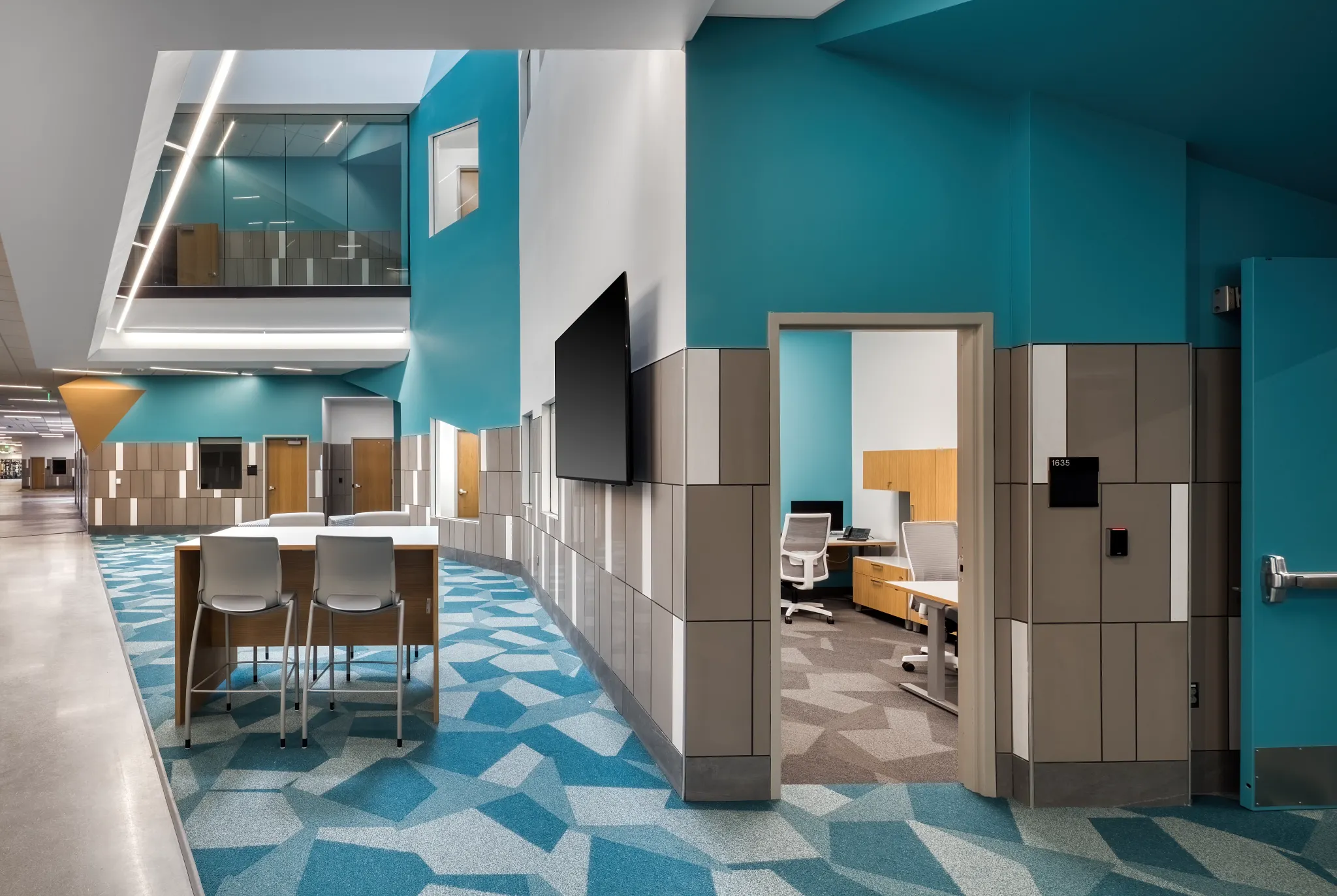 Deseret Peak High School space with blue carpet tile