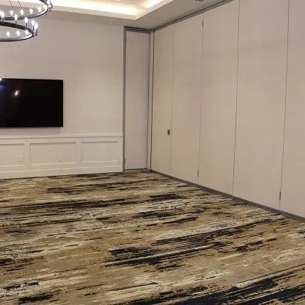 Stylish carpet design for contemporary workplace settings Modern conference room with abstract patterned carpet flooring